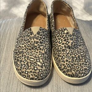 Toms Leopard Print Slip-On Shoes - Black and Tan